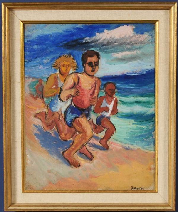 BEN BENN Running on the Beach 16"x 13" oil on boar: BEN BENN Running on the Beach 16"x 13" oil on board signed lower right SHIPPING: International shipping through a third party shipper. Packing & shipping within the Continental USA available through F
