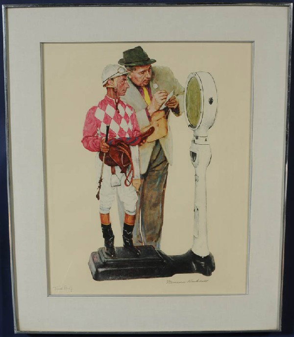 NORMAN ROCKWELL Weigh In 25"x 20" lithograph penci: NORMAN ROCKWELL Weigh In 25"x 20" lithograph pencil signed marked "trial proof"