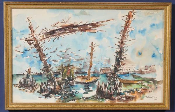 CHAIM GROSS Provincetown 14"x 22" watercolor: CHAIM GROSS Provincetown 14"x 22" watercolor