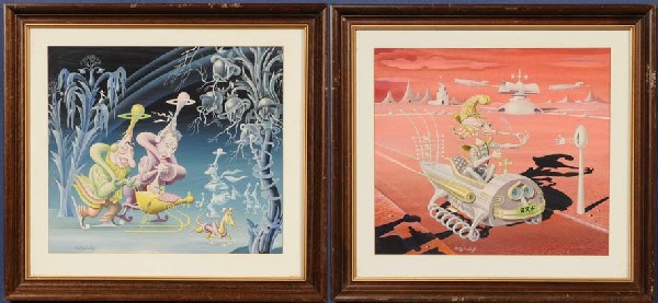 BORIS ARTZYBASHEFF Pair of original illustrations e: BORIS ARTZYBASHEFF Pair of original illustrations each 12 1/2"x 15" gouache each signed lower left