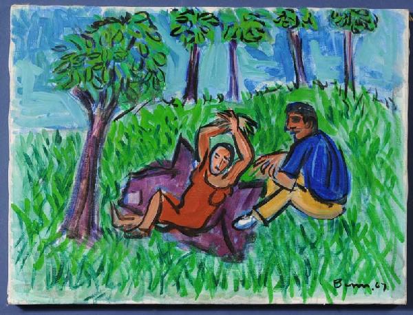 BEN BENN In Central Park 18"x24" oil on canvas sig: BEN BENN In Central Park 18"x24" oil on canvas signed lower right, 1967