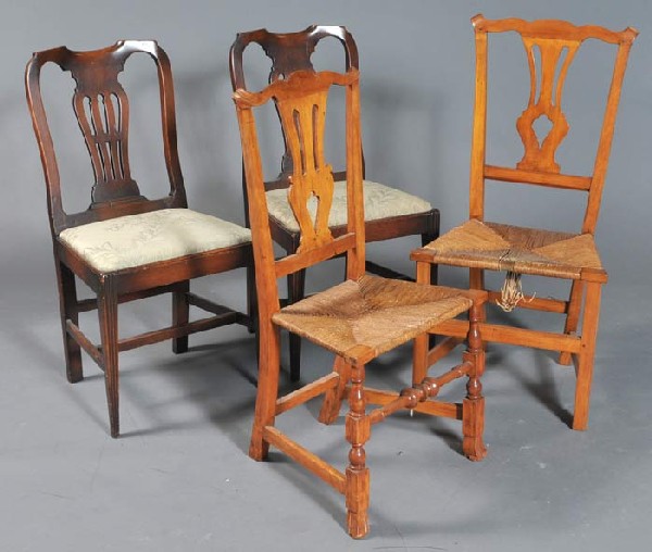 GROUP OF FOUR PERIOD CHAIRS including pair of Hepp: GROUP OF FOUR PERIOD CHAIRS including pair of Hepplewhite and pair of similar maple chairs