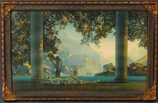 MAXFIELD PARRISH Daybreak: MAXFIELD PARRISH Daybreak 18"x30" litho, circa 1930