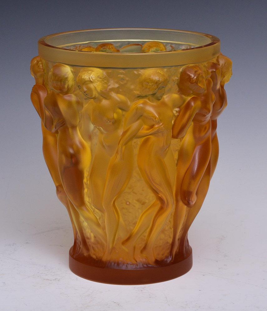 Lalique Bacchantes Yellow Crystal Vase (1 of 3)