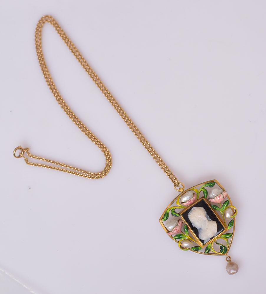 Matthias William Hanck 14k Gold Enameled Pendant (1 of 3)