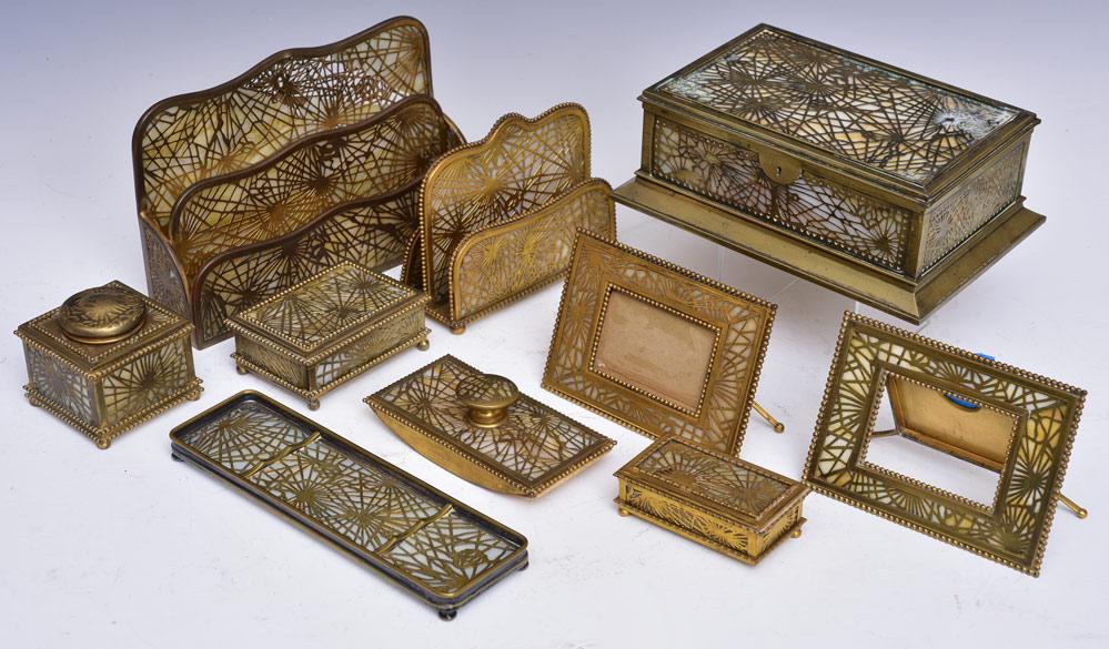 Tiffany Studios Bronze Pine Needle Desk Set (1 of 8)