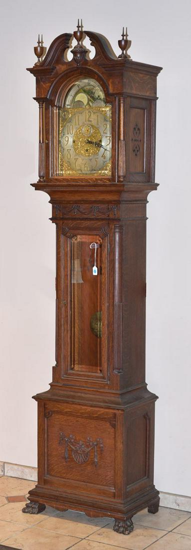 Victorian Oak Tall Case Clock (1 of 7)