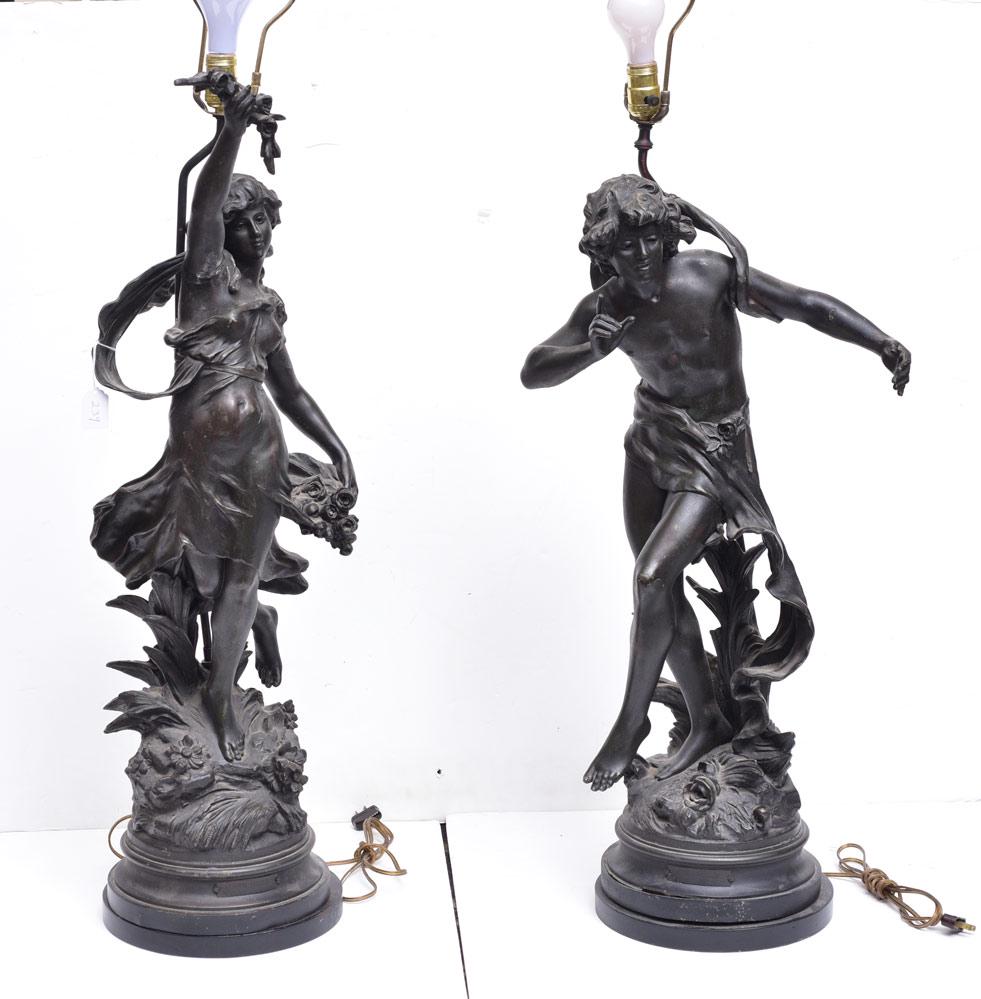 Pair of Cast Metal Figural Lamps (1 of 3)