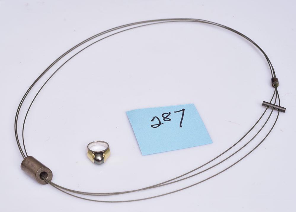 Sterling Silver and 18k Gold Black Pearl Ring (1 of 2)