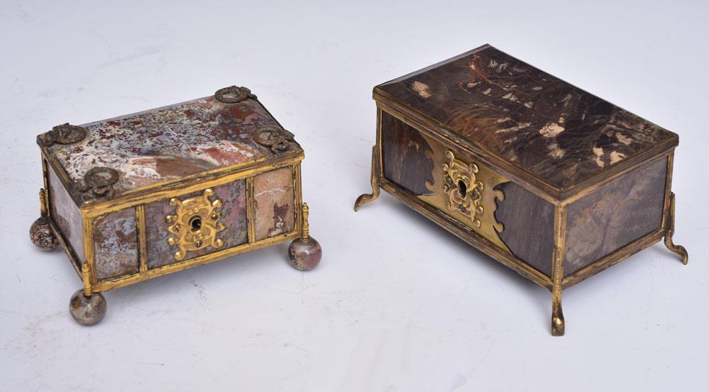 Pair of Agate Dresser Boxes (1 of 3)
