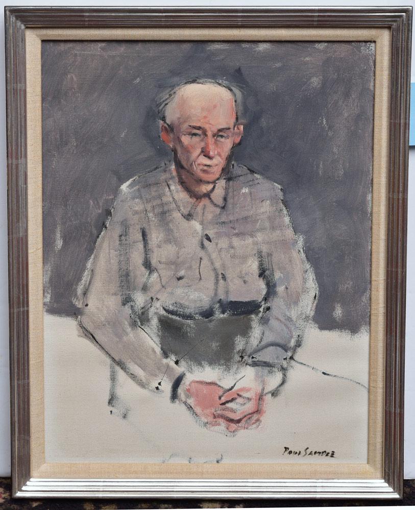 Paul Sample: Portrait of a Man 19" x 15" oil on canvas signed lower right 21 1/2" x 17" overall with the frame