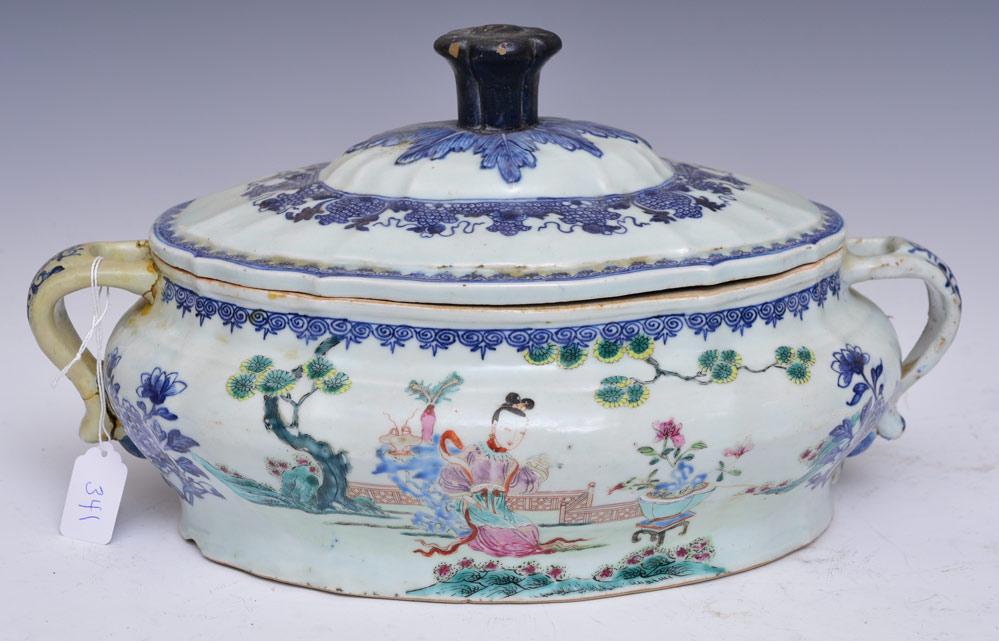 Chinese Porcelain Tureen: 16" long