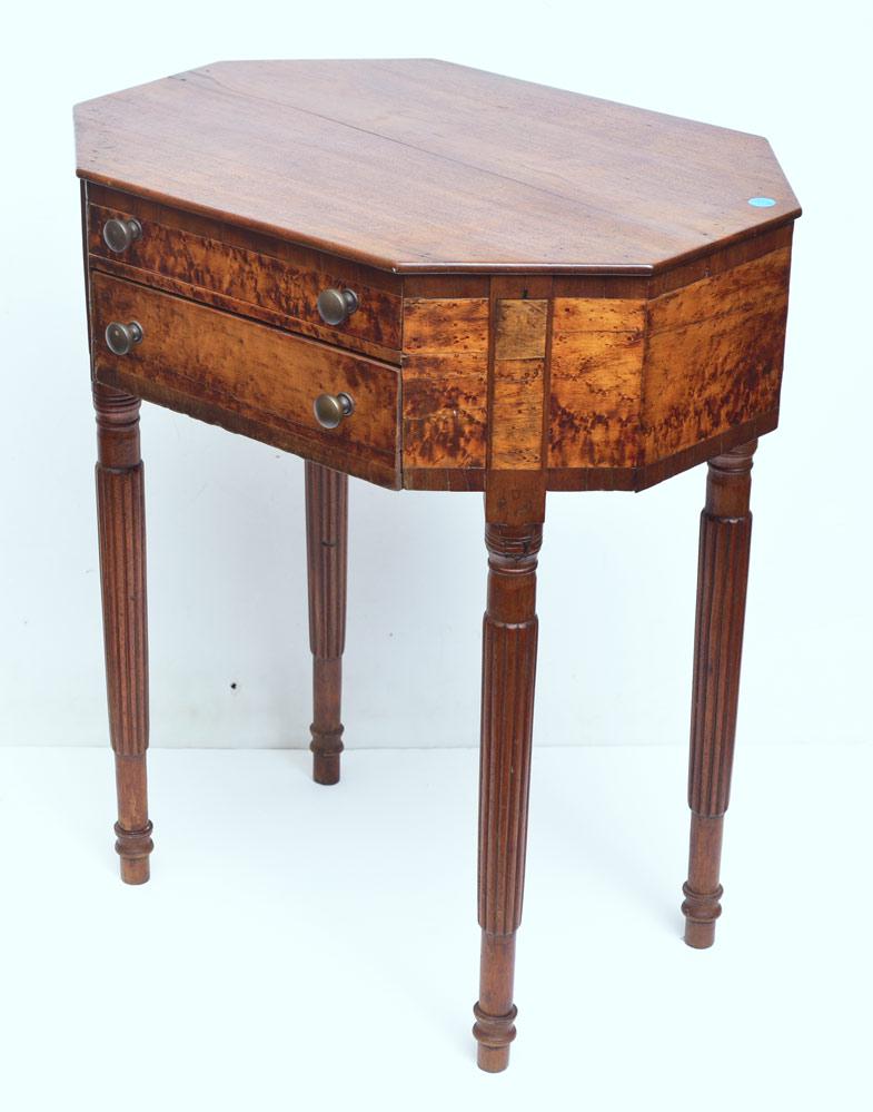 Federal Sewing Stand: with fluted legs 23"x16"x26 1/2" high circa 1800