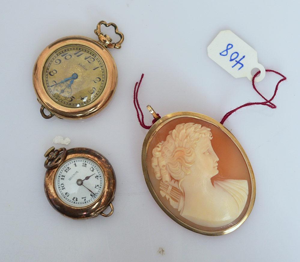 14k Gold Pocket Watches and a Cameo Brooch (1 of 1)