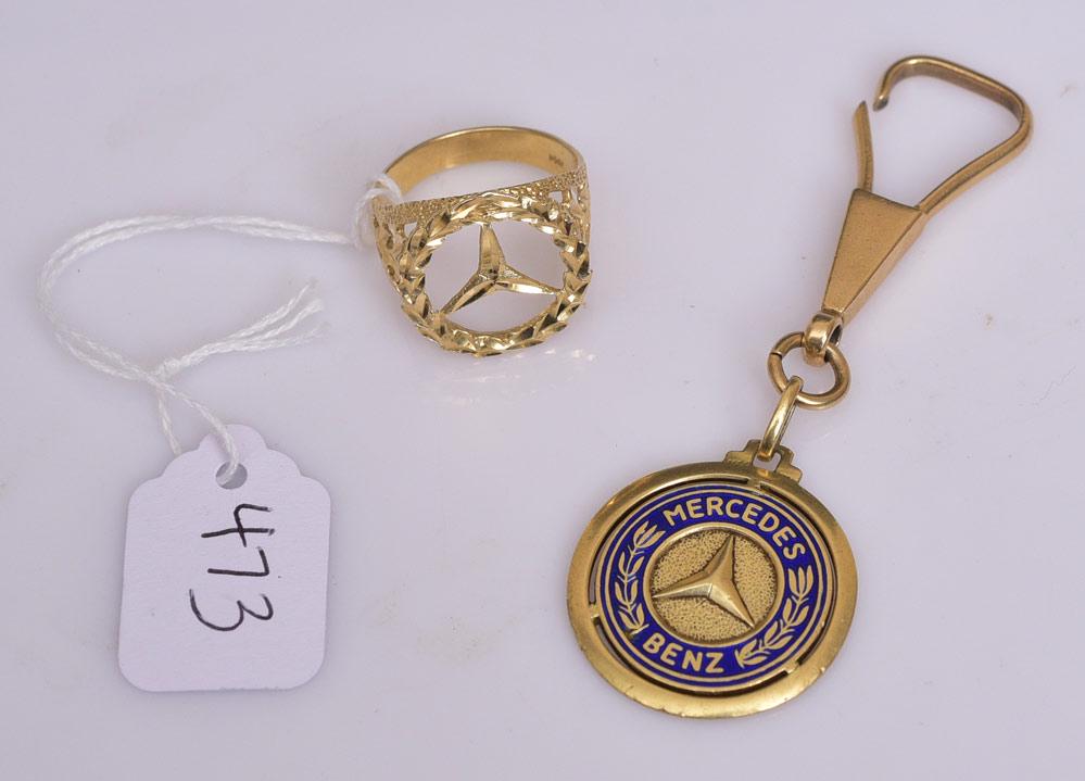 14k Gold Mercedes Benz Ring and Key Chain (1 of 1)