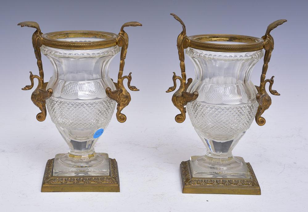 Pair French Empire Style Crystal Urns (1 of 2)