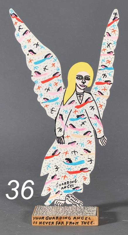 HOWARD FINSTER Guarding Angel 17" high, dated 1991: HOWARD FINSTER Guarding Angel 17" high, dated 1991