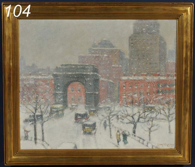 GUY CARLETON WIGGINS Washington Square, 1935 20"x: GUY CARLETON WIGGINS Washington Square, 1935 20"x 24" oil on canvas signed lower right signed dated and titled verso
