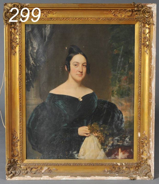 AMERICAN SCHOOL PORTRAIT OF A YOUNG LADY manner of: AMERICAN SCHOOL PORTRAIT OF A YOUNG LADY manner of Thomas Sully 36"x29" oil on canvas