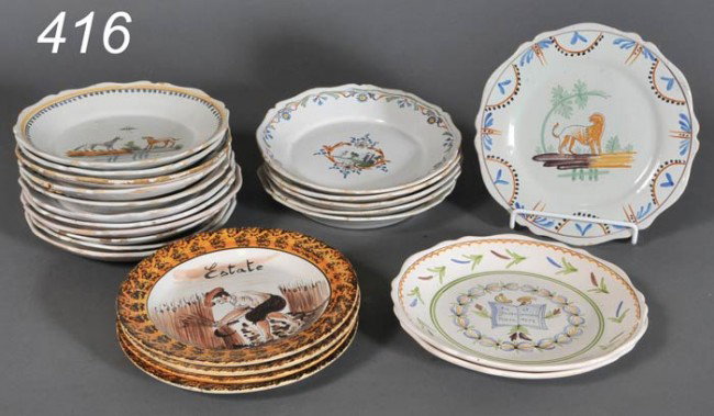 COLLECTION OF CONTINENTAL FAIENCE PLATES (22), eac