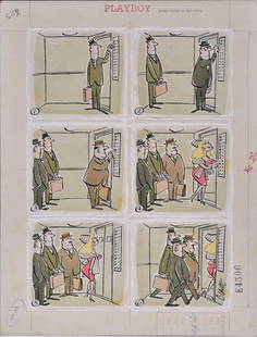 Claude Smith - original Playboy cartoon art: with publisher stamps margins of board 20"x15" dated 1961