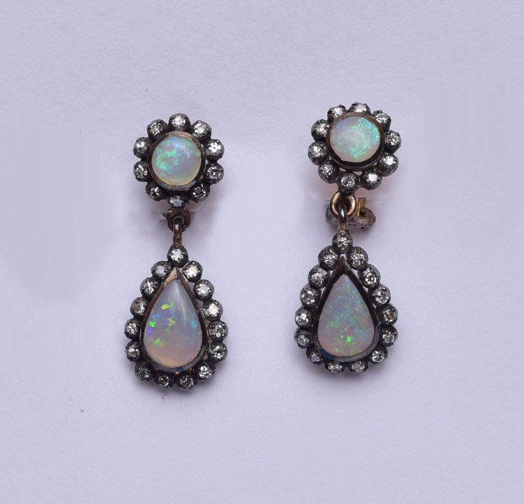 14k Gold Opal and Diamond Earrings (1 of 2)
