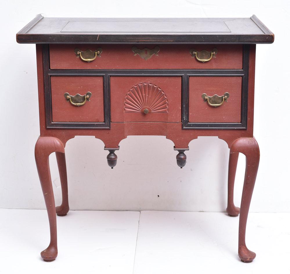 Eldred Wheeler Lowboy: with original painted surface with an inset slate top 30 1/2" high, case: 27" x 16 3/4", top: 19 1/2" x 31" 20th century