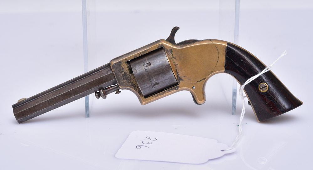 Eagle Arms Spur Trigger Revolver: 6 shot .30 caliber 3" long octagonal barrel 7 1/2" long overall serial #7926, mid-19th century