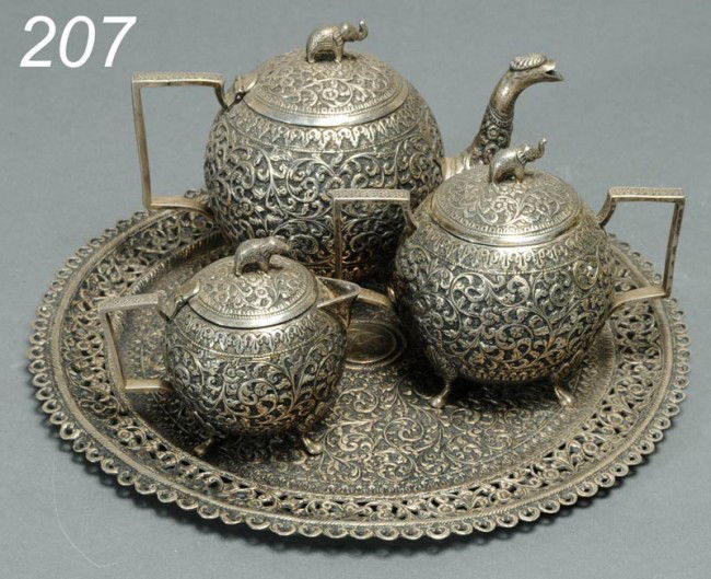 207 EARLY KUTCH SILVER TEA SET Kutch District, India 5