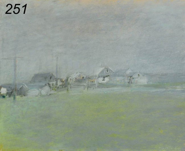 WOLF KAHN Farm scene pastel 13"x 16": WOLF KAHN Farm scene pastel 13"x 16"