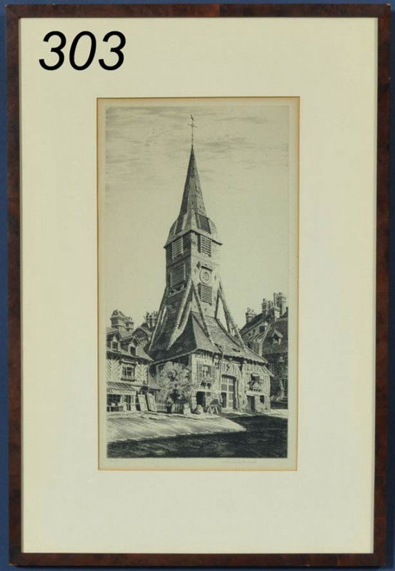 JOHN TAYLOR ARMS St. Catherine's Belfry etching 13: JOHN TAYLOR ARMS St. Catherine's Belfry etching 13 1/2"x 7"
