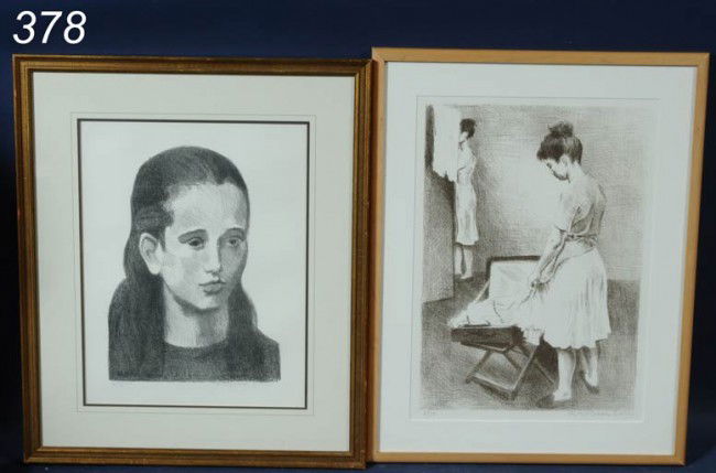 RAPHAEL SOYER Pair of lithographs 18"x 13" both pe: RAPHAEL SOYER Pair of lithographs 18"x 13" both pencil signed