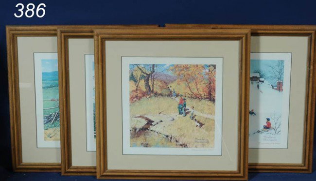 NORMAN ROCKWELL set of four lithographs each 12"x1: NORMAN ROCKWELL set of four lithographs each 12"x12", signed lr