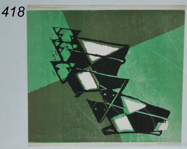 EWALD MATARE abstract woodblock print 11"x12 3/4": EWALD MATARE abstract woodblock print 11"x12 3/4" pencil signed