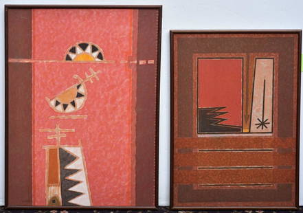 Alejandro Corujeira (2): Sol Interior, 1985 31" x 23 1/2" acrylic on canvas, signed lower left Estructura Divinia, 1985 27" x 19 1/2" acrylic on canvas both are titled and dated verso