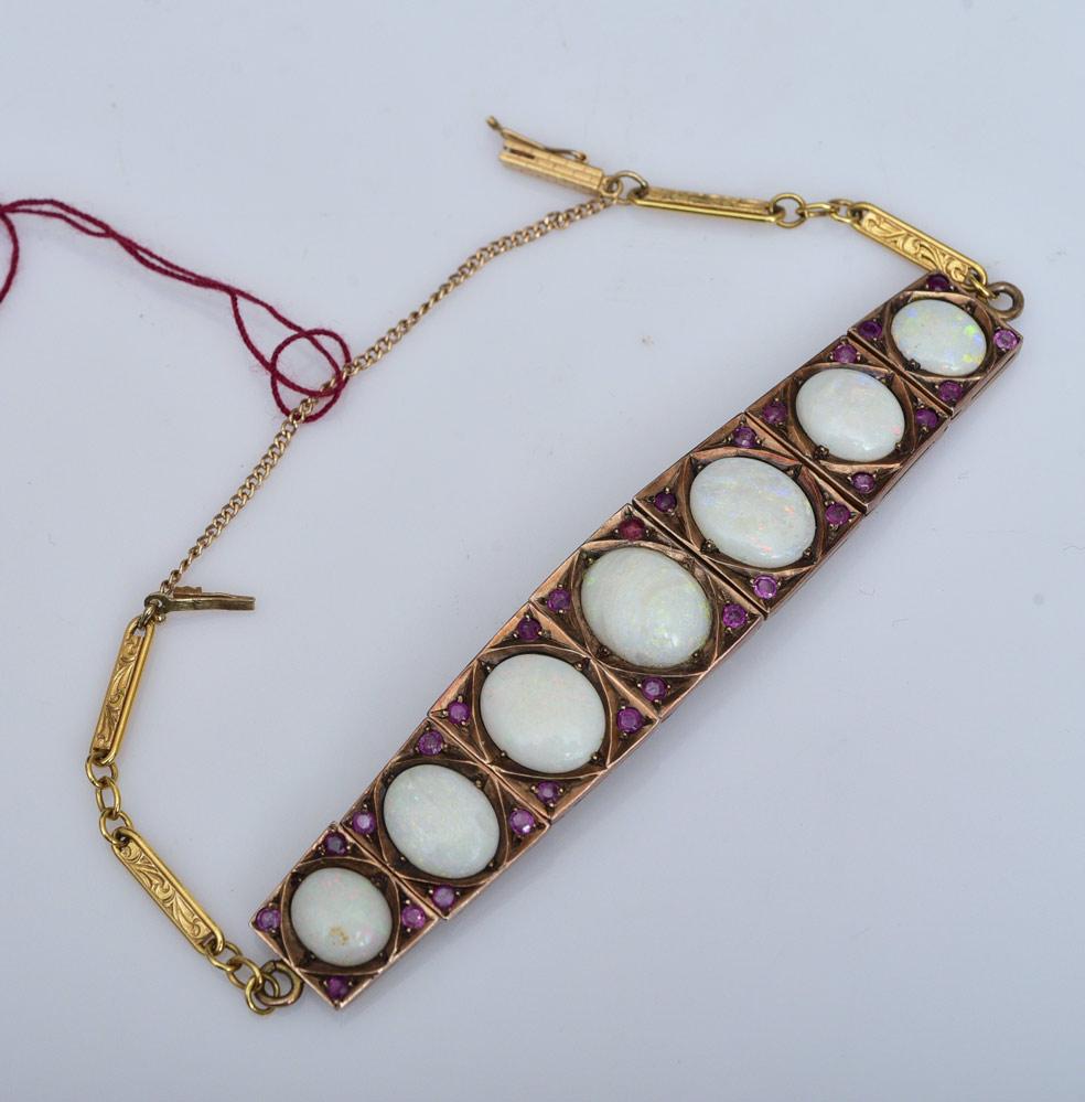 14k Gold Opal and Ruby Bracelet (1 of 2)