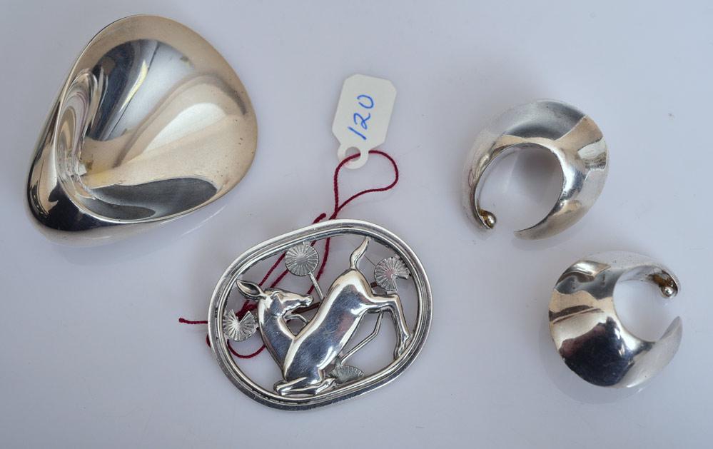 Georg Jensen Sterling Silver Brooches and Earrings (1 of 1)