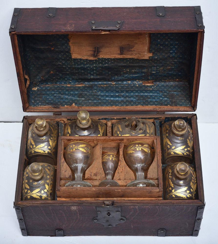 English Oak Campaign Tantalus Decanter Box (1 of 3)