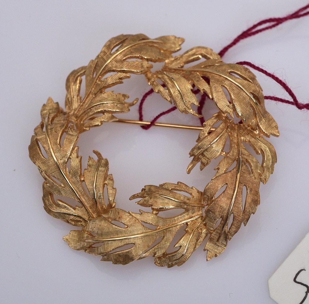 14k Gold Laurel Leaf Brooch (1 of 1)
