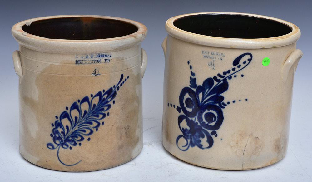 Two Stoneware Cobalt Decorated Crocks (1 of 1)