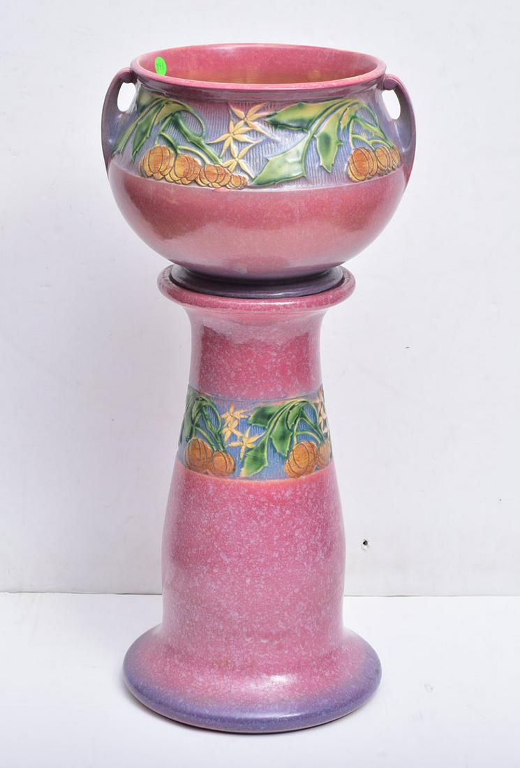 Roseville Pottery "Baneda" Jardiniere and Pedestal (1 of 5)
