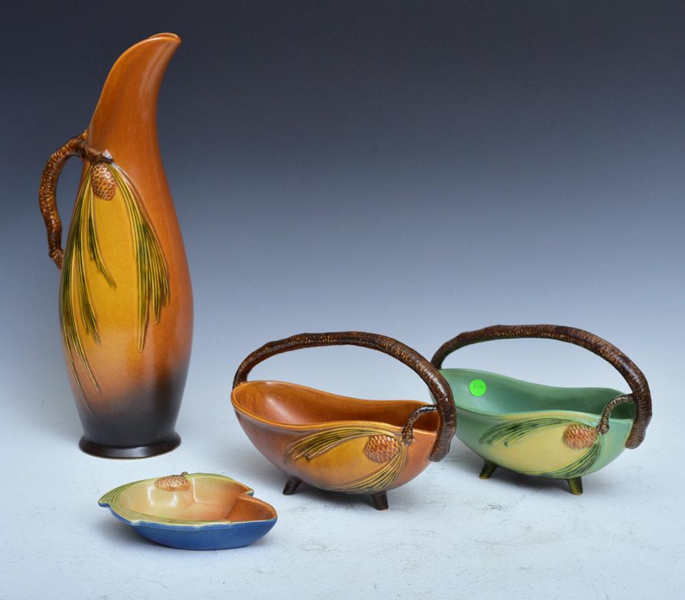 Four Roseville Pottery "Pinecone" Pieces (1 of 1)