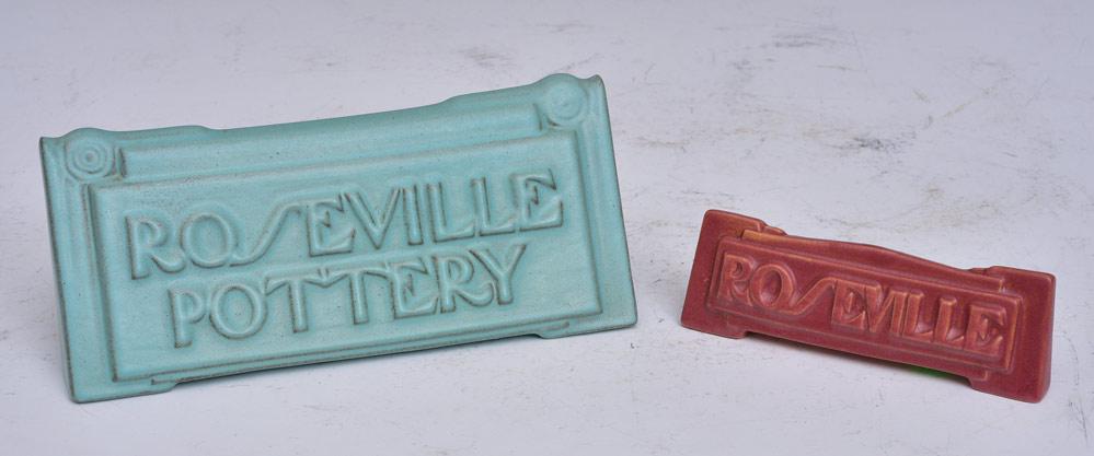 Two Roseville Pottery Display Signs (1 of 3)