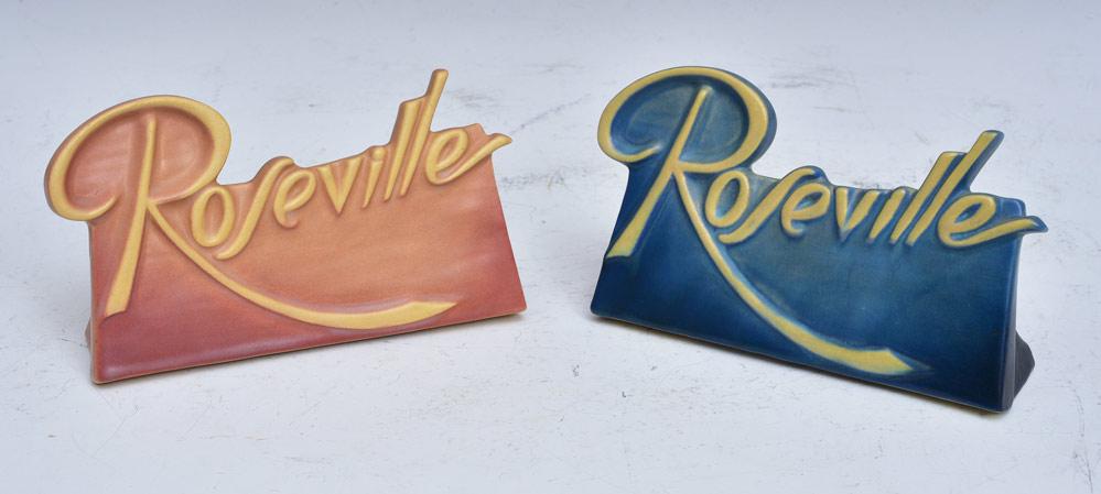 Two Roseville Pottery Display Signs (1 of 3)