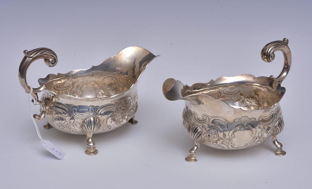Pair Victorian English Sterling Silver Sauce Boats (1 of 1)