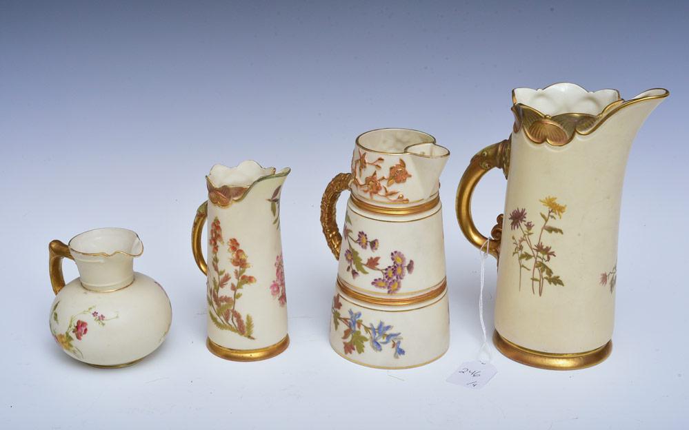 Four Royal Worcester Porcelain Pitchers (1 of 1)