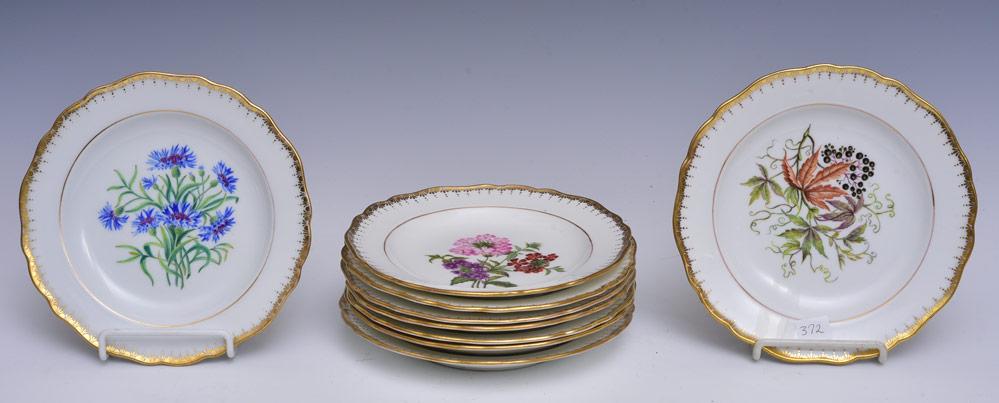 Set Meissen Porcelain Dessert Plates (9) (1 of 1)