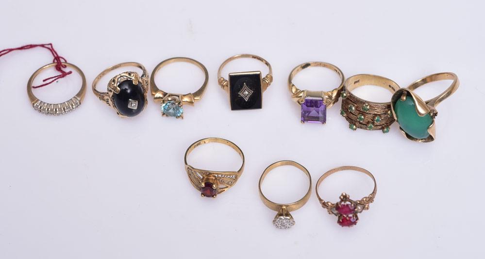 Ten 10k Gold Rings (1 of 1)