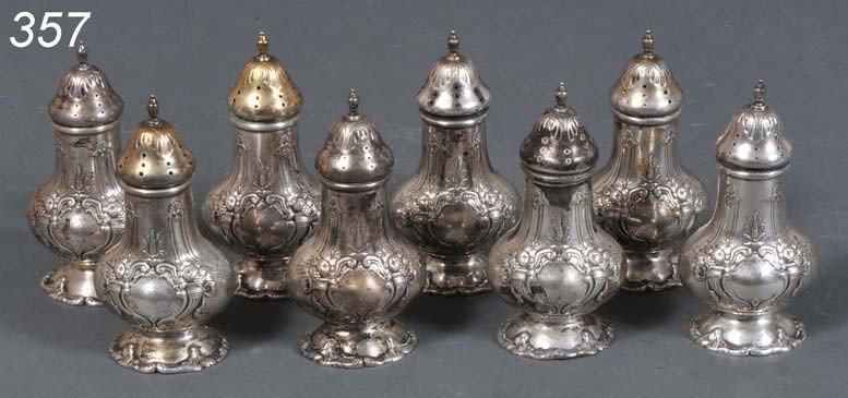 REED & BARTON "FRANCIS I" STERLING SALT & PEPPERS: REED & BARTON "FRANCIS I" STERLING SALT & PEPPERS (8) 27 troy ounces