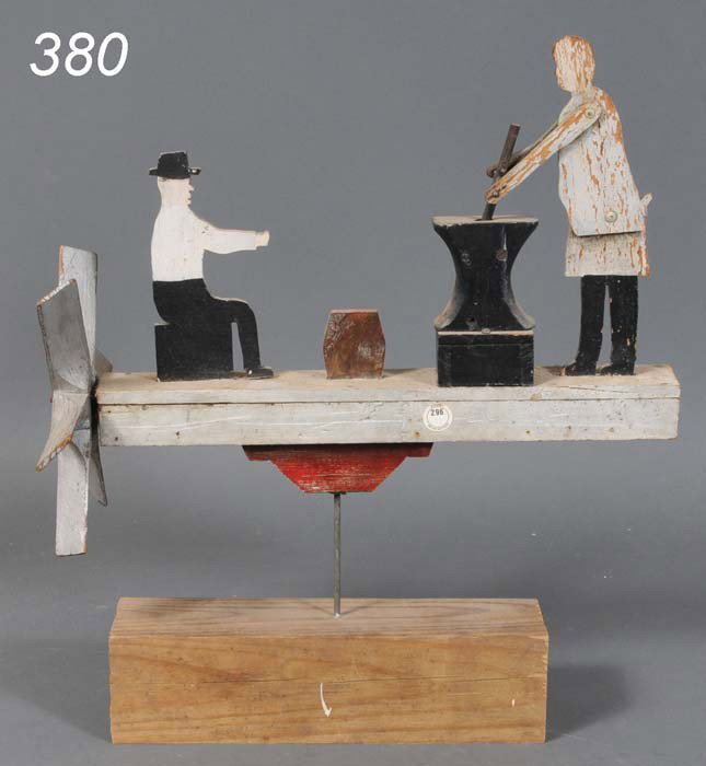 FOLK ART WHIRLIGIG, country store/apothecary, 18" : FOLK ART WHIRLIGIG, country store/apothecary, 18" long, 20th century